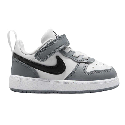 White-Black-Grey - Front - Nike Childrens-Kids Court Borough Leather Trainers