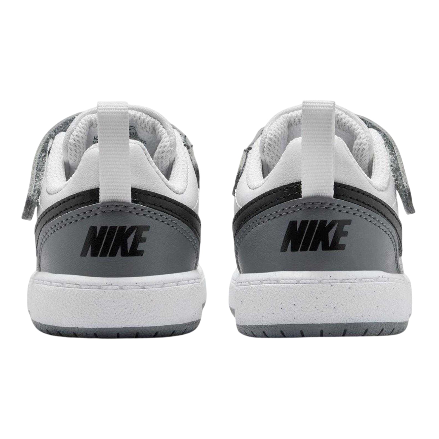 White-Black-Grey - Back - Nike Childrens-Kids Court Borough Leather Trainers