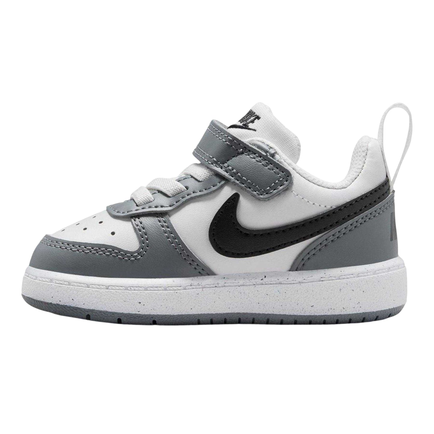 White-Black-Grey - Side - Nike Childrens-Kids Court Borough Leather Trainers
