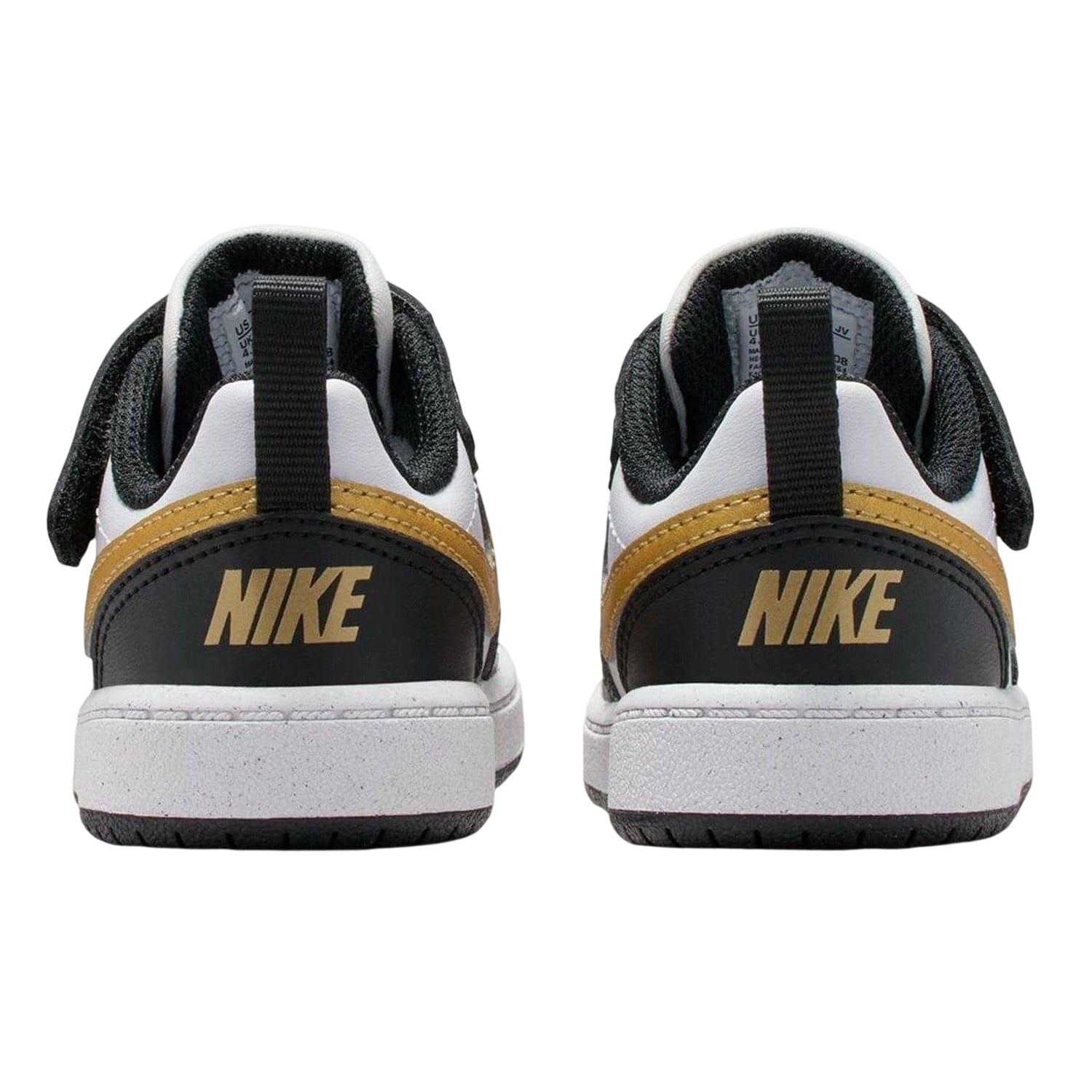 Black-Gold - Back - Nike Childrens-Kids Court Borough Leather Trainers