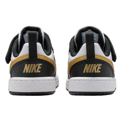 Black-Gold - Back - Nike Childrens-Kids Court Borough Leather Trainers