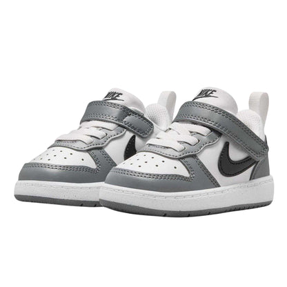 White-Black-Grey - Pack Shot - Nike Childrens-Kids Court Borough Leather Trainers