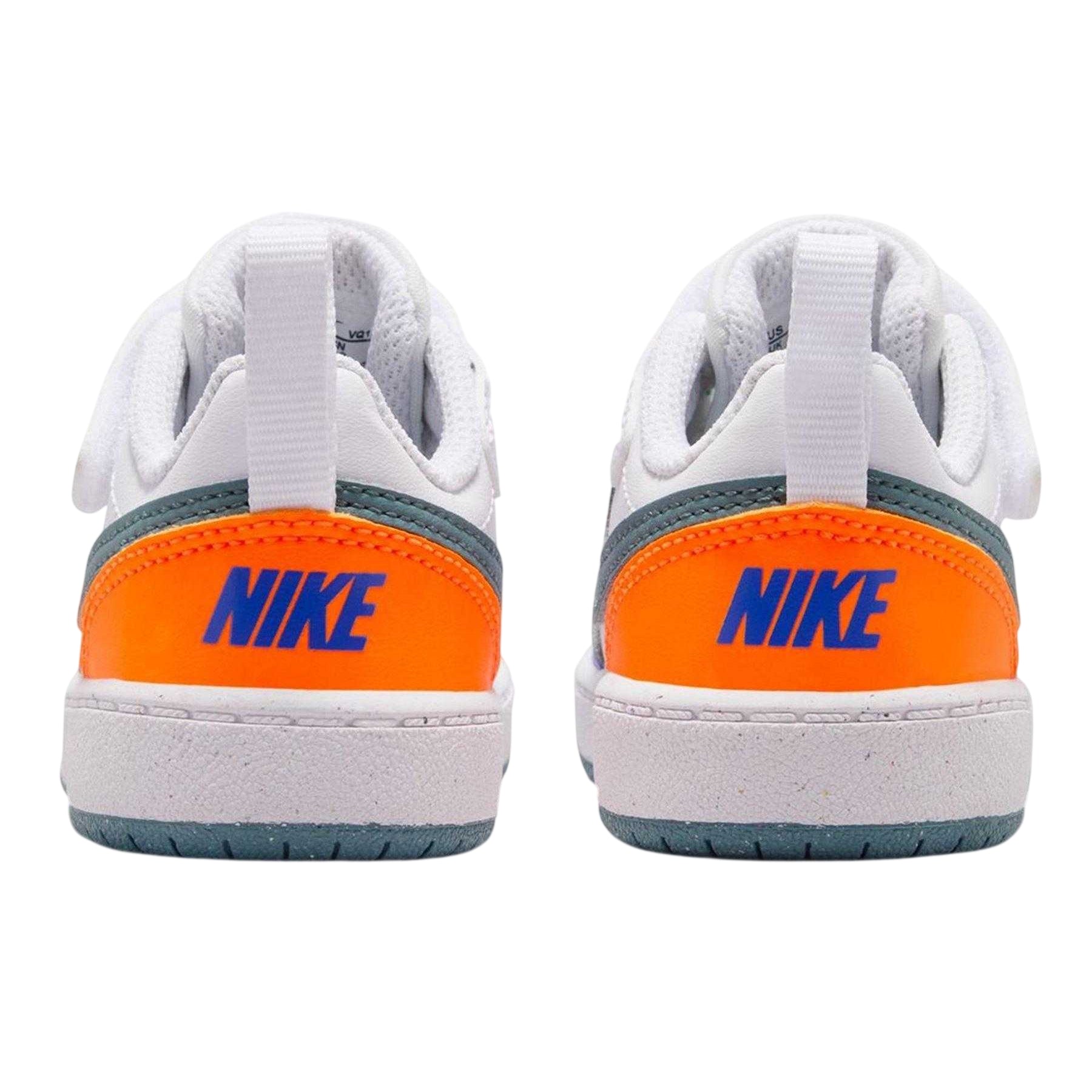 White-Blue-Orange - Back - Nike Childrens-Kids Court Borough Leather Trainers