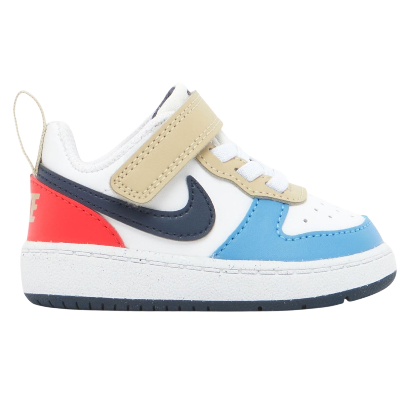 White-Blue-Red - Front - Nike Childrens-Kids Court Borough Leather Trainers