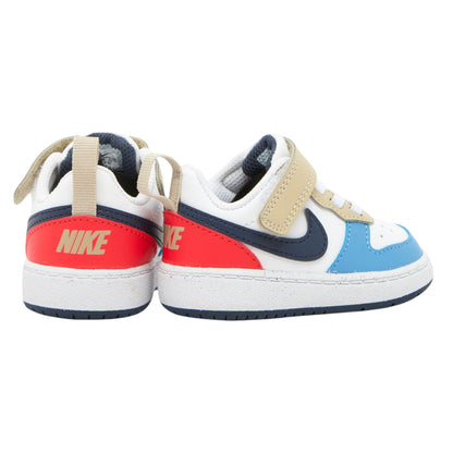 White-Blue-Red - Back - Nike Childrens-Kids Court Borough Leather Trainers