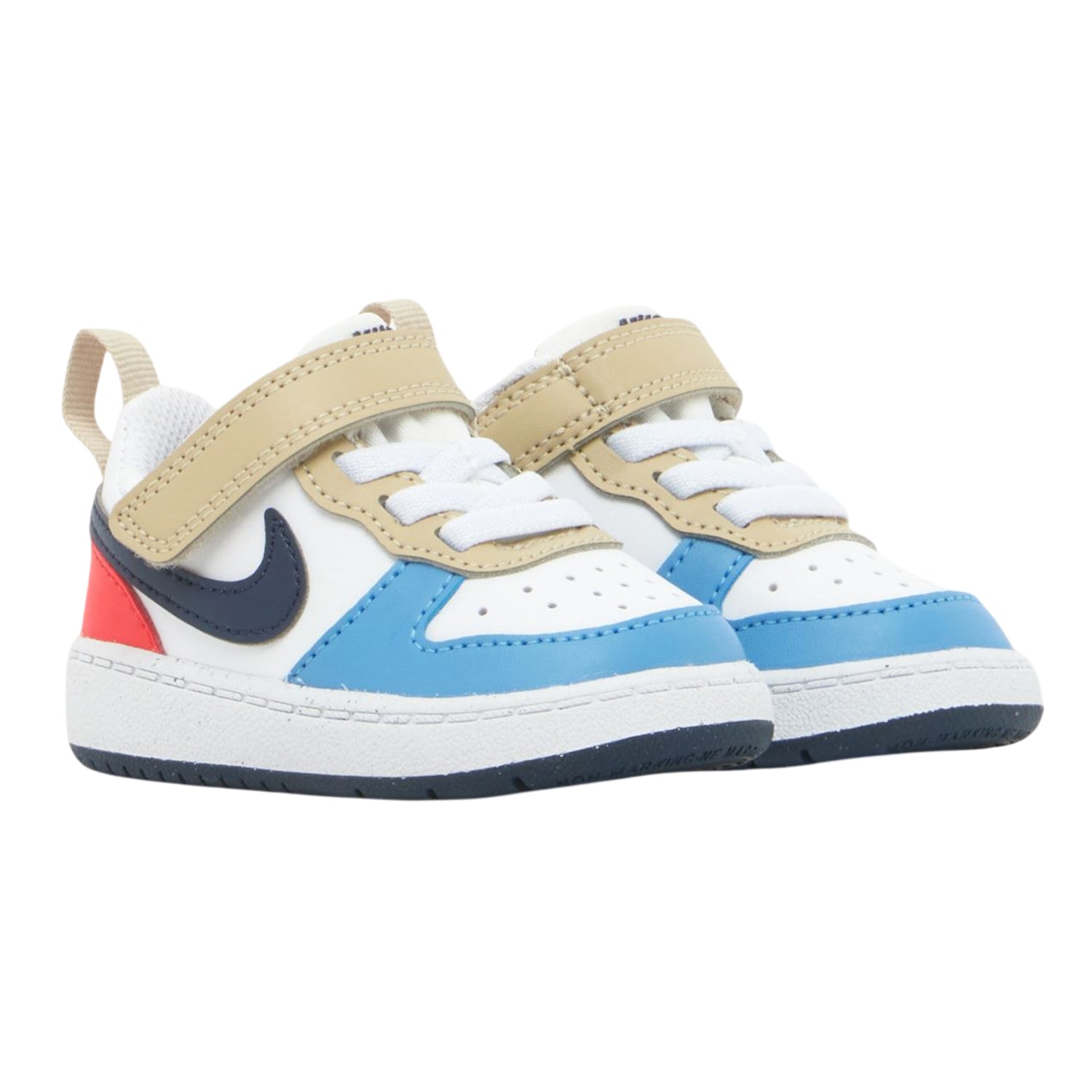 White-Blue-Red - Lifestyle - Nike Childrens-Kids Court Borough Leather Trainers