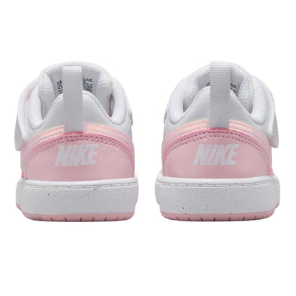 White-Pink - Back - Nike Childrens-Kids Court Borough Leather Trainers