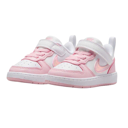 White-Pink - Pack Shot - Nike Childrens-Kids Court Borough Leather Trainers