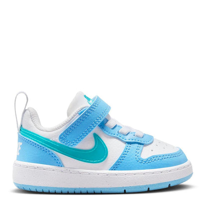 White-Blue - Front - Nike Childrens-Kids Court Borough Leather Trainers