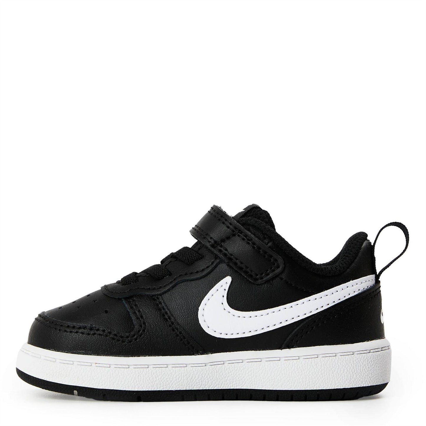Black-Green-White - Front - Nike Childrens-Kids Court Borough Leather Trainers