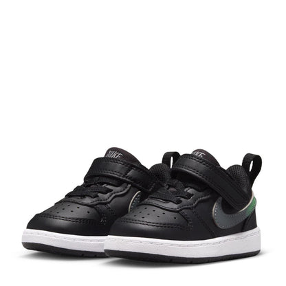 Black-Green-White - Back - Nike Childrens-Kids Court Borough Leather Trainers