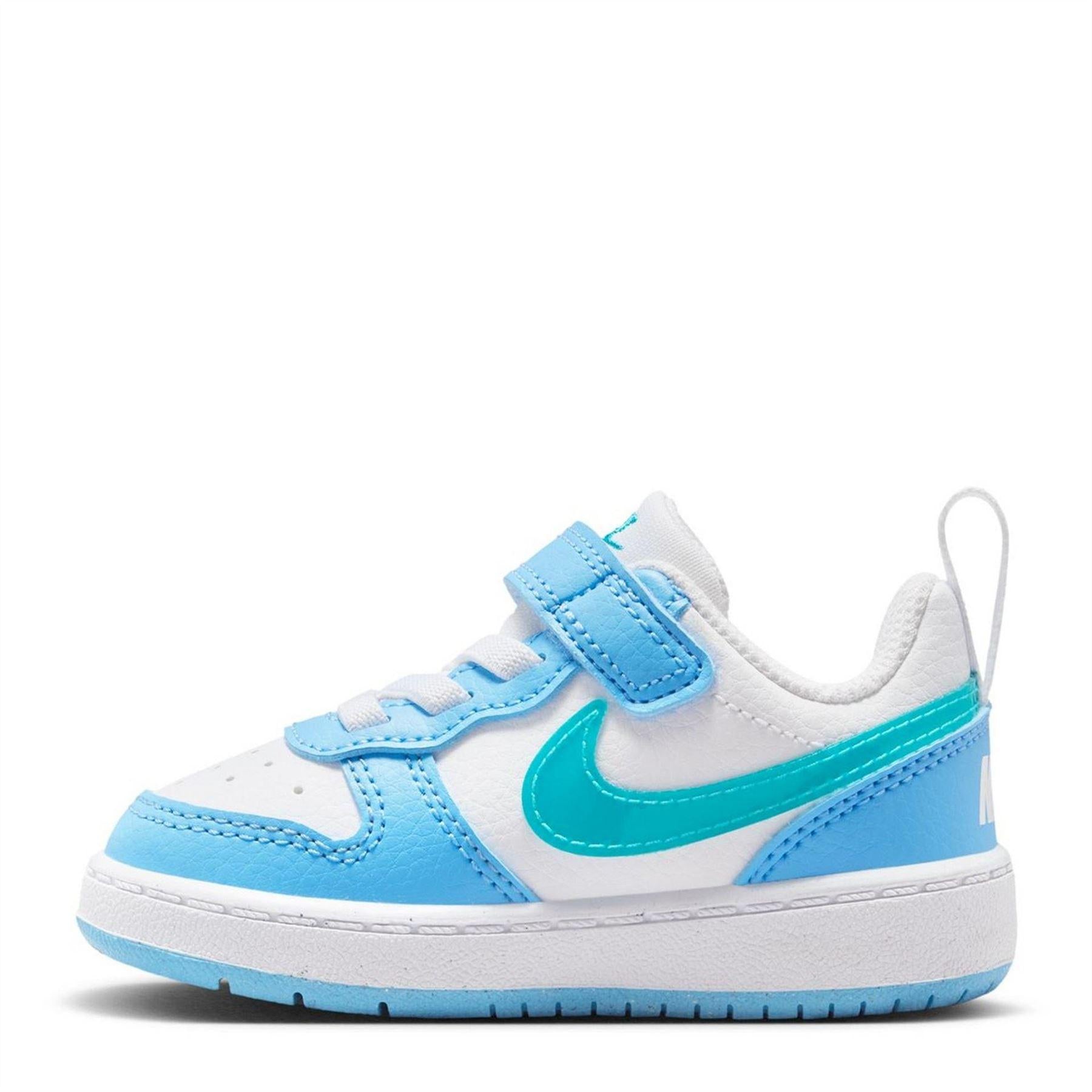 White-Blue - Back - Nike Childrens-Kids Court Borough Leather Trainers