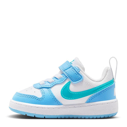 White-Blue - Back - Nike Childrens-Kids Court Borough Leather Trainers