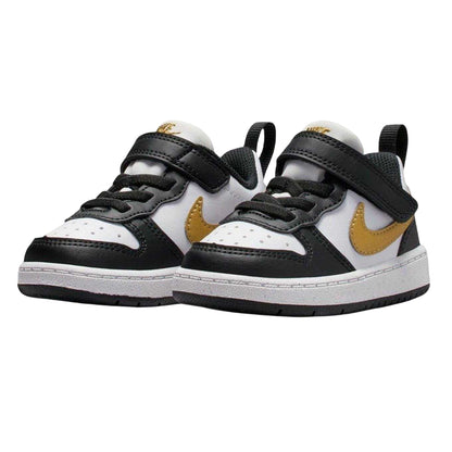 Black-Gold - Pack Shot - Nike Childrens-Kids Court Borough Leather Trainers