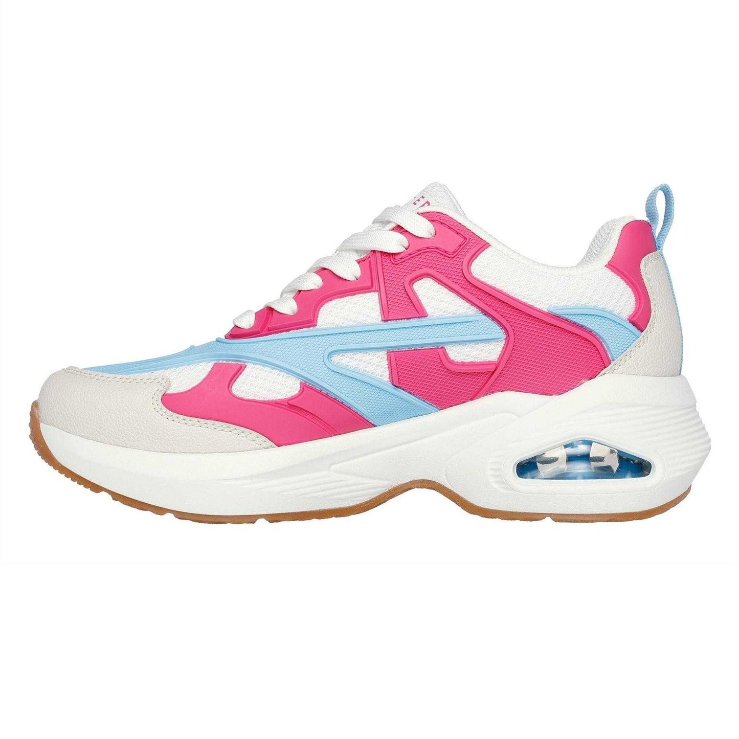 White-Blue-Pink - Back - Skechers Womens-Ladies Uno Mesh Trainers