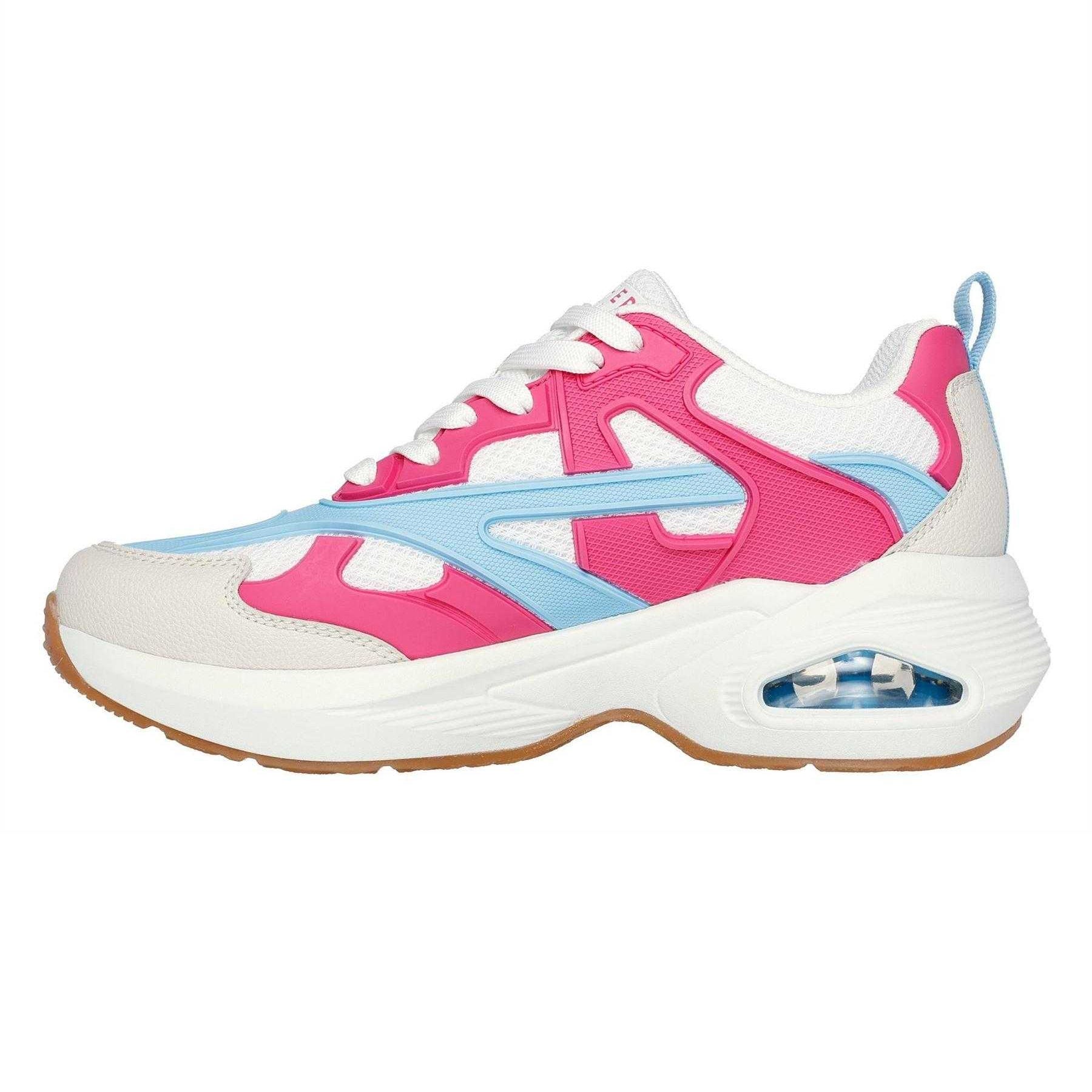 White-Blue-Pink - Back - Skechers Womens-Ladies Uno Mesh Trainers