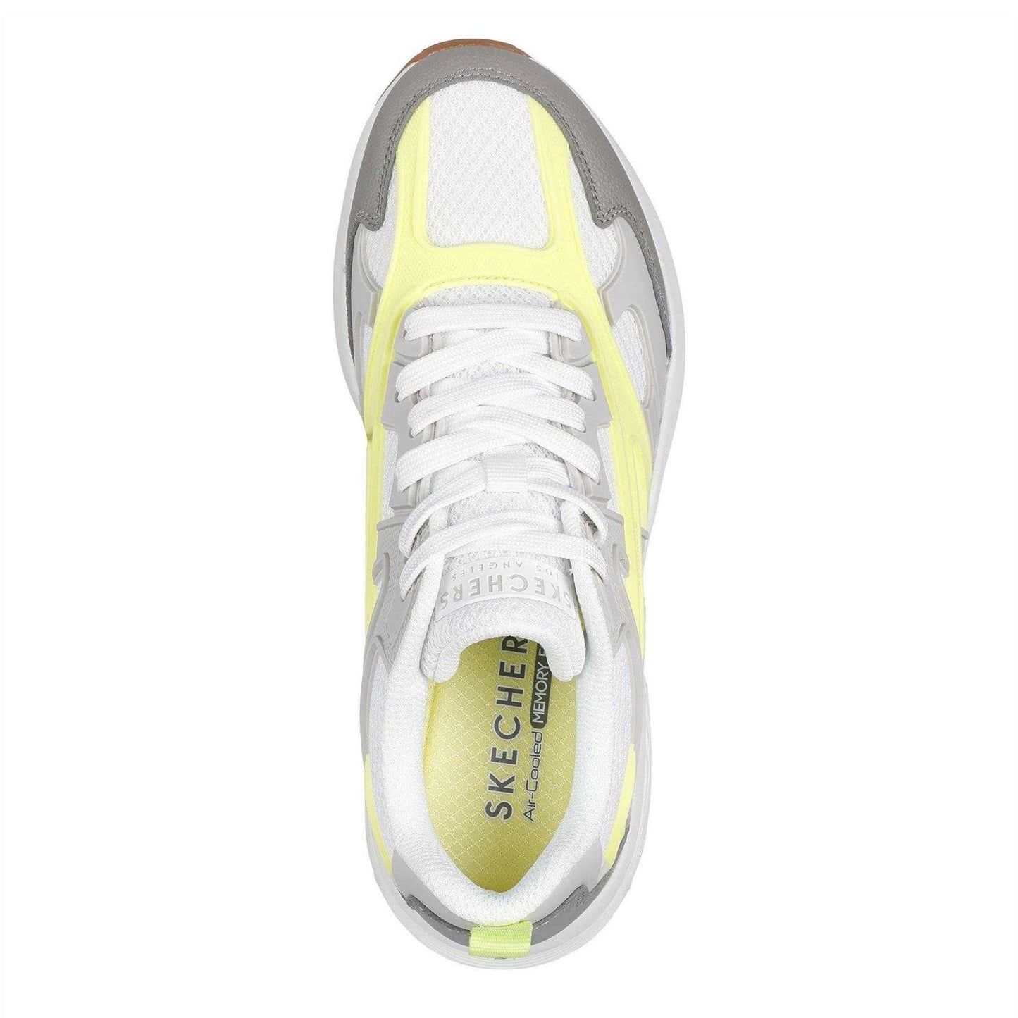 White-Grey - Side - Skechers Womens-Ladies Uno Mesh Trainers