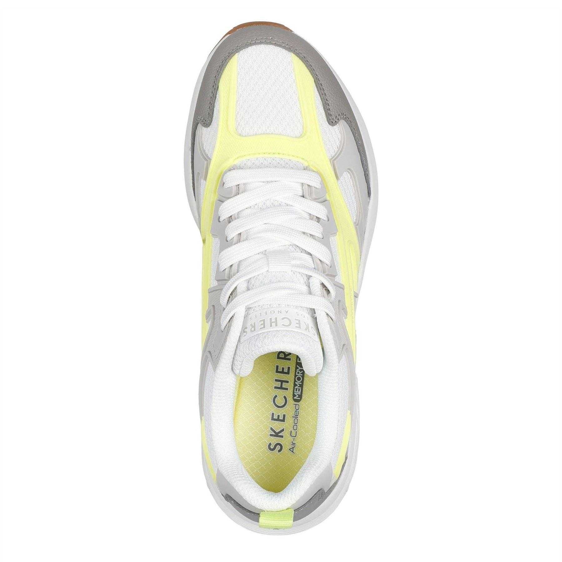 White-Grey - Side - Skechers Womens-Ladies Uno Mesh Trainers