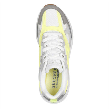 White-Grey - Side - Skechers Womens-Ladies Uno Mesh Trainers