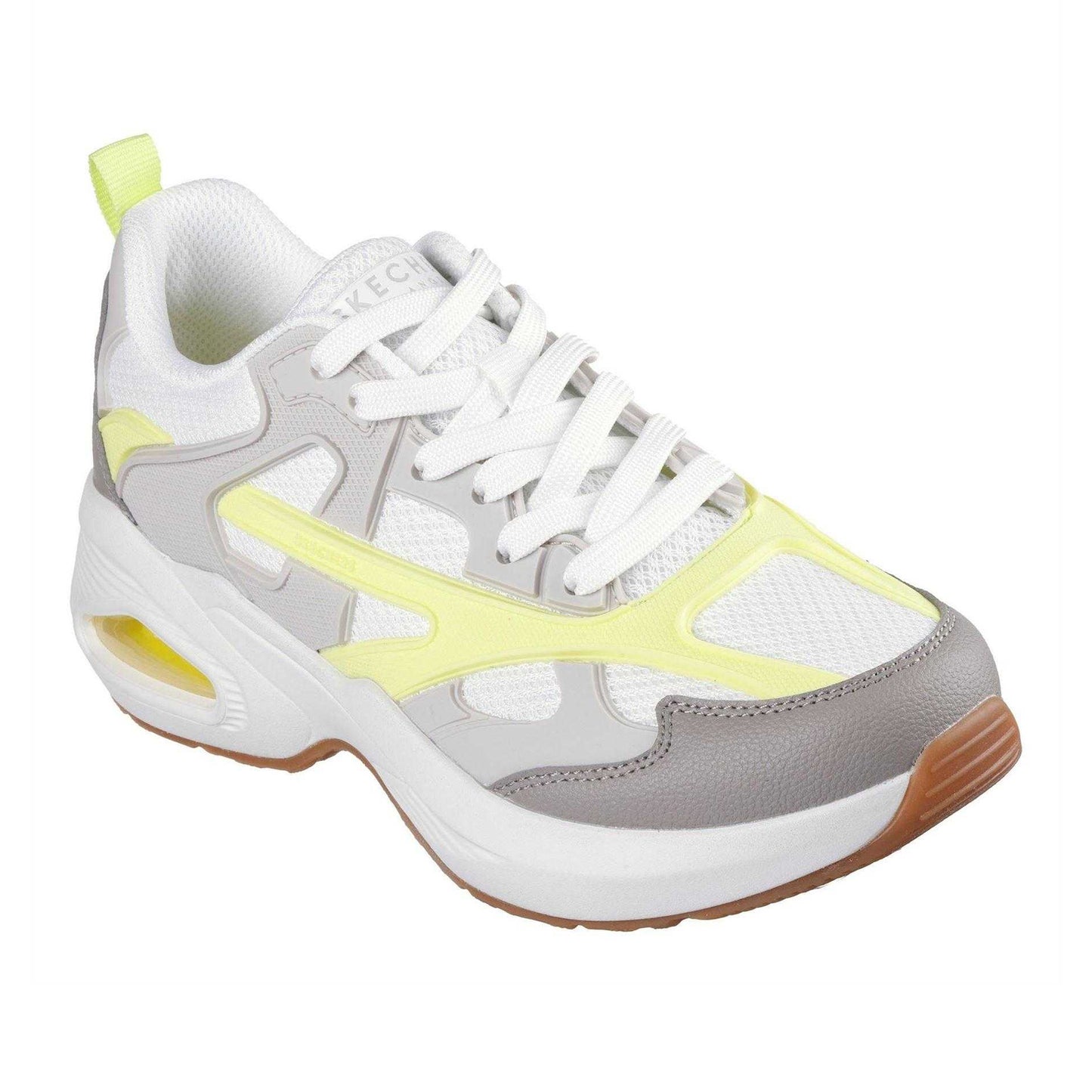 White-Grey - Pack Shot - Skechers Womens-Ladies Uno Mesh Trainers