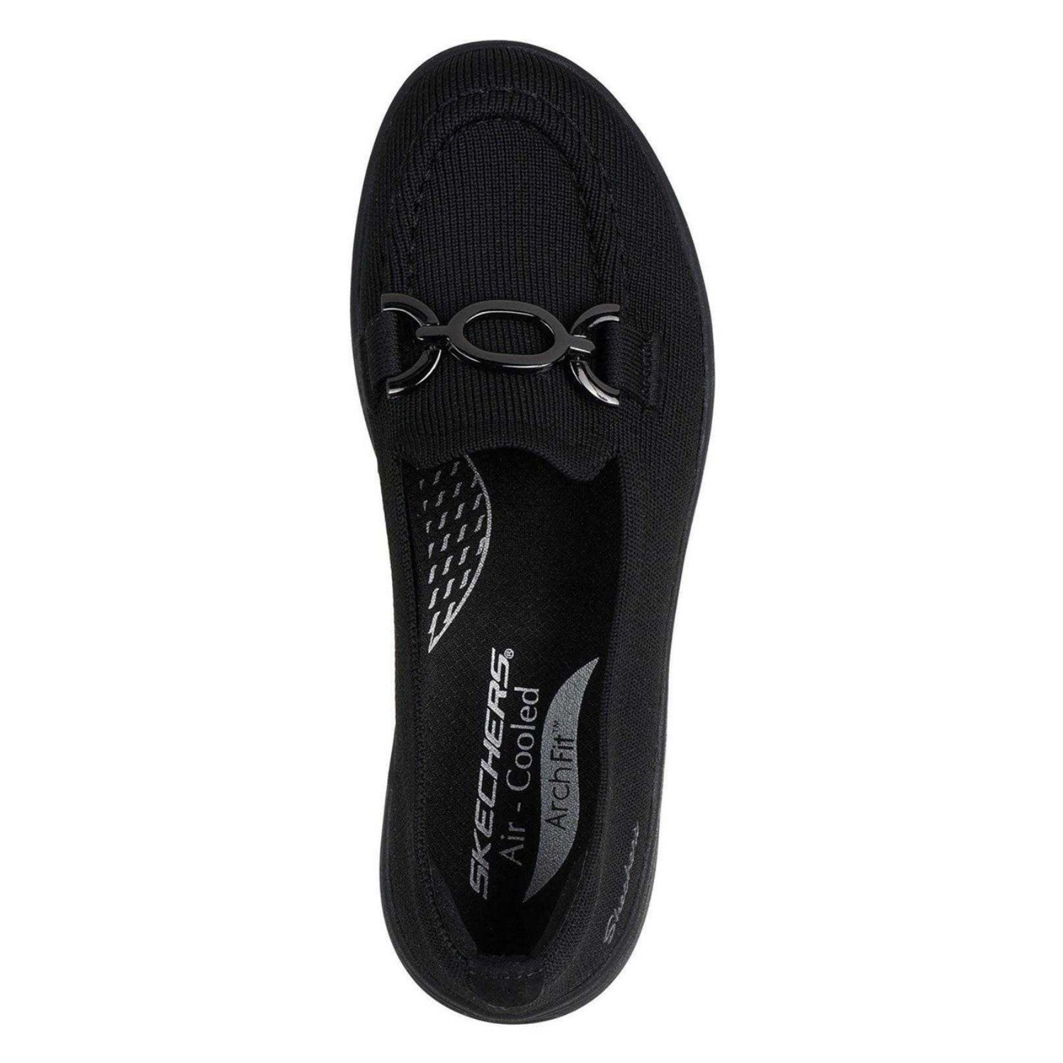 Black - Side - Skechers Womens-Ladies Textured Knit Arch Fit Platform Trainers