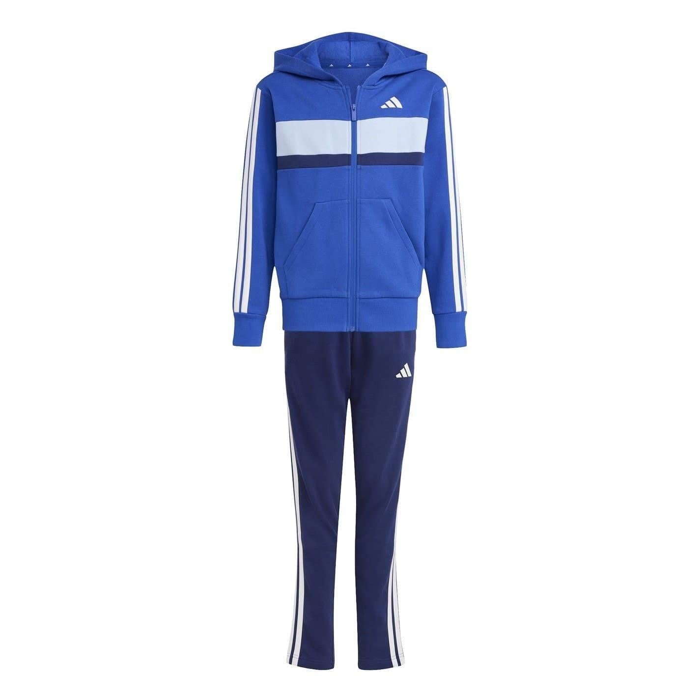 Blue-Grey - Front - Adidas Childrens-Kids Tiberio Tracksuit