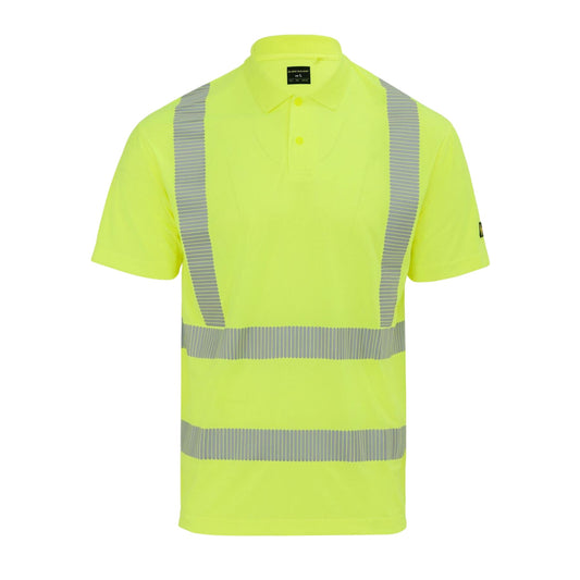 Yellow - Front - Portwest Mens Reflective Hi-Vis Polo Shirt