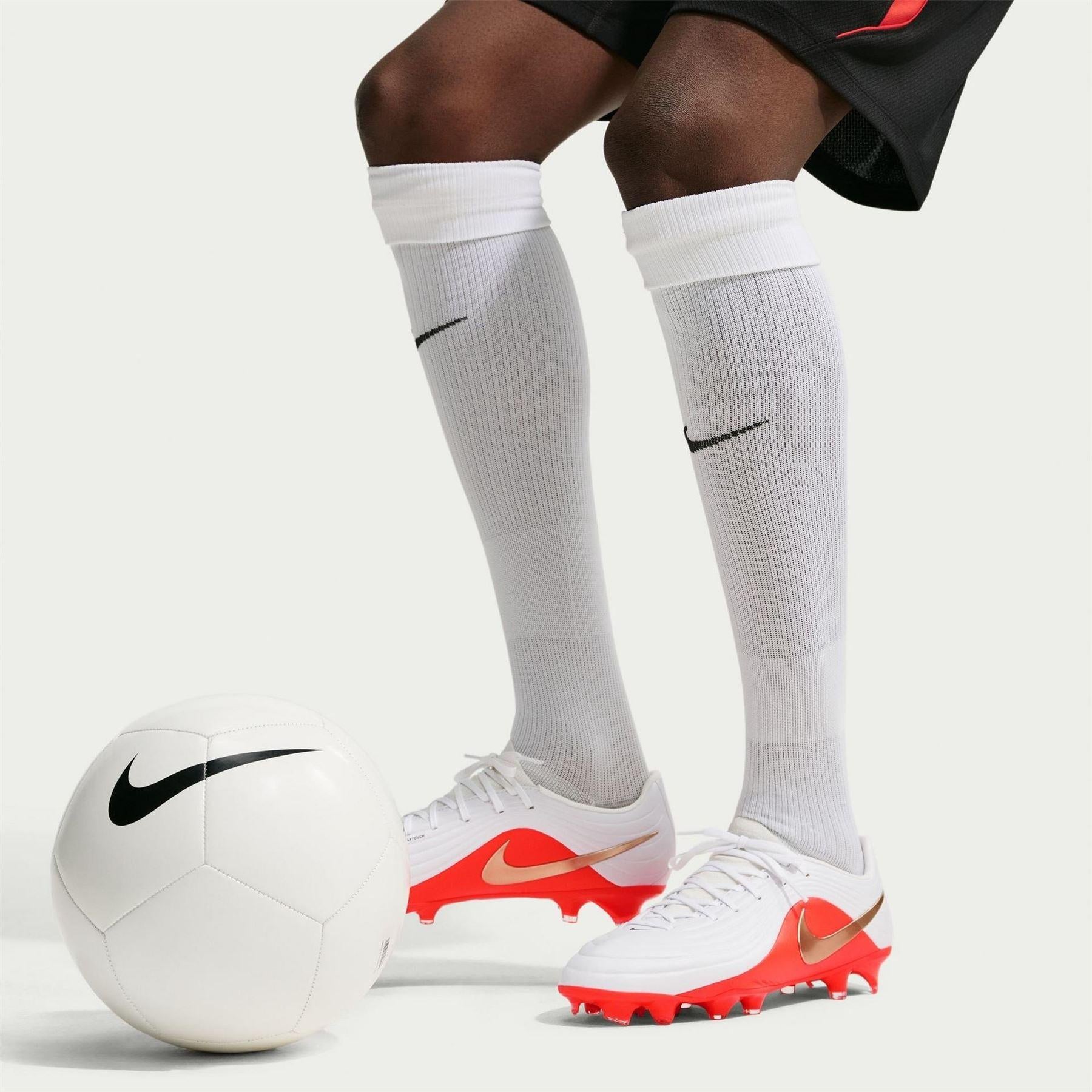 White-Red - Side - Nike Mens Tiempo Academy Firm Ground Football Boots