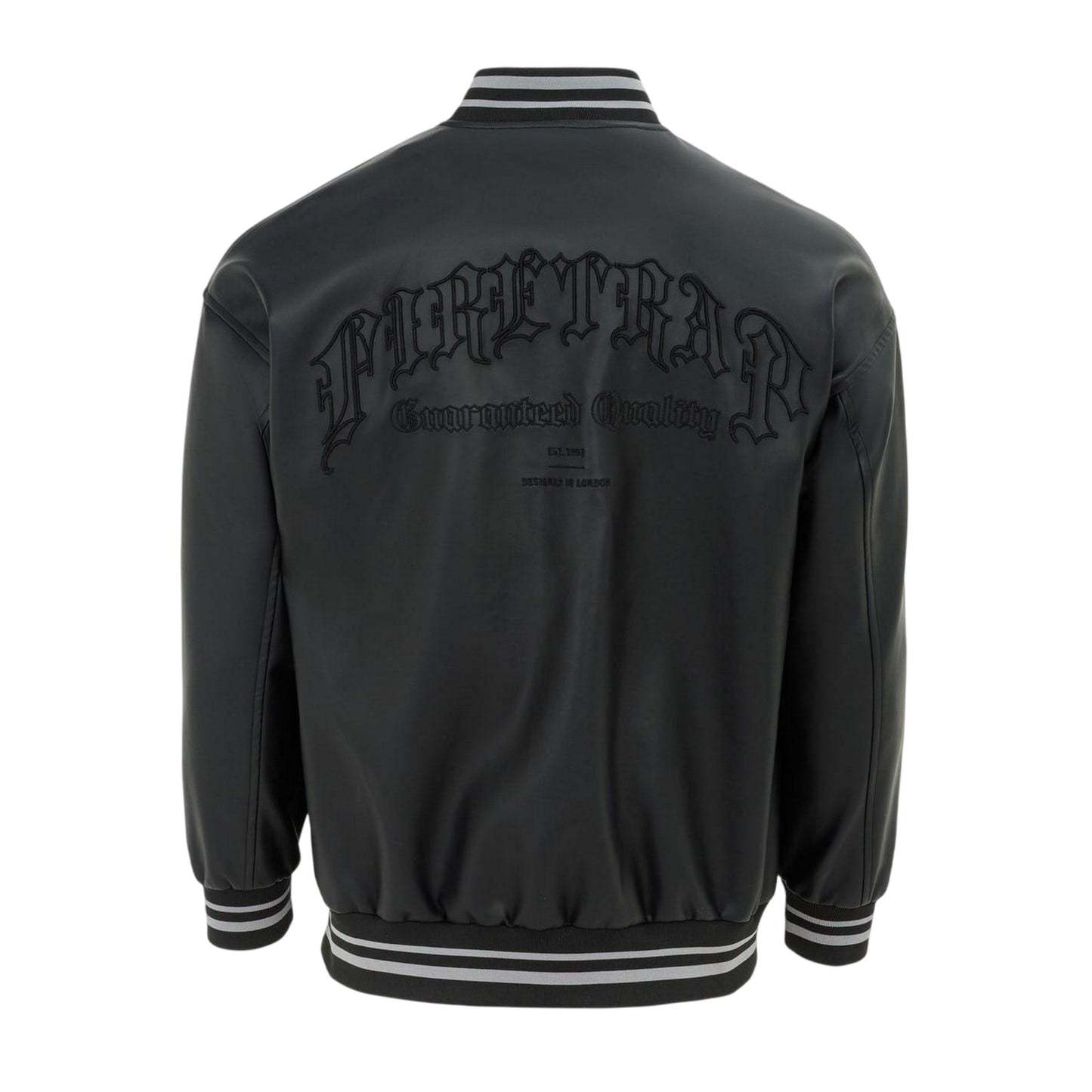 Black - Back - Firetrap Mens Logo Baseball Varsity Jacket