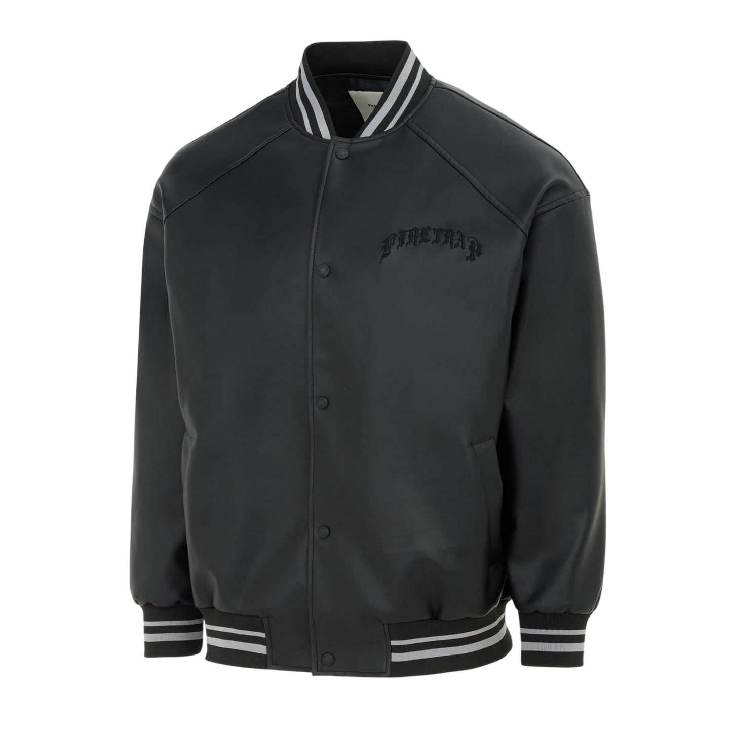 Black - Side - Firetrap Mens Logo Baseball Varsity Jacket
