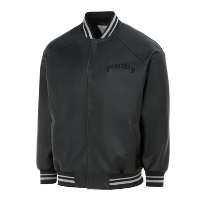 Black - Side - Firetrap Mens Logo Baseball Varsity Jacket