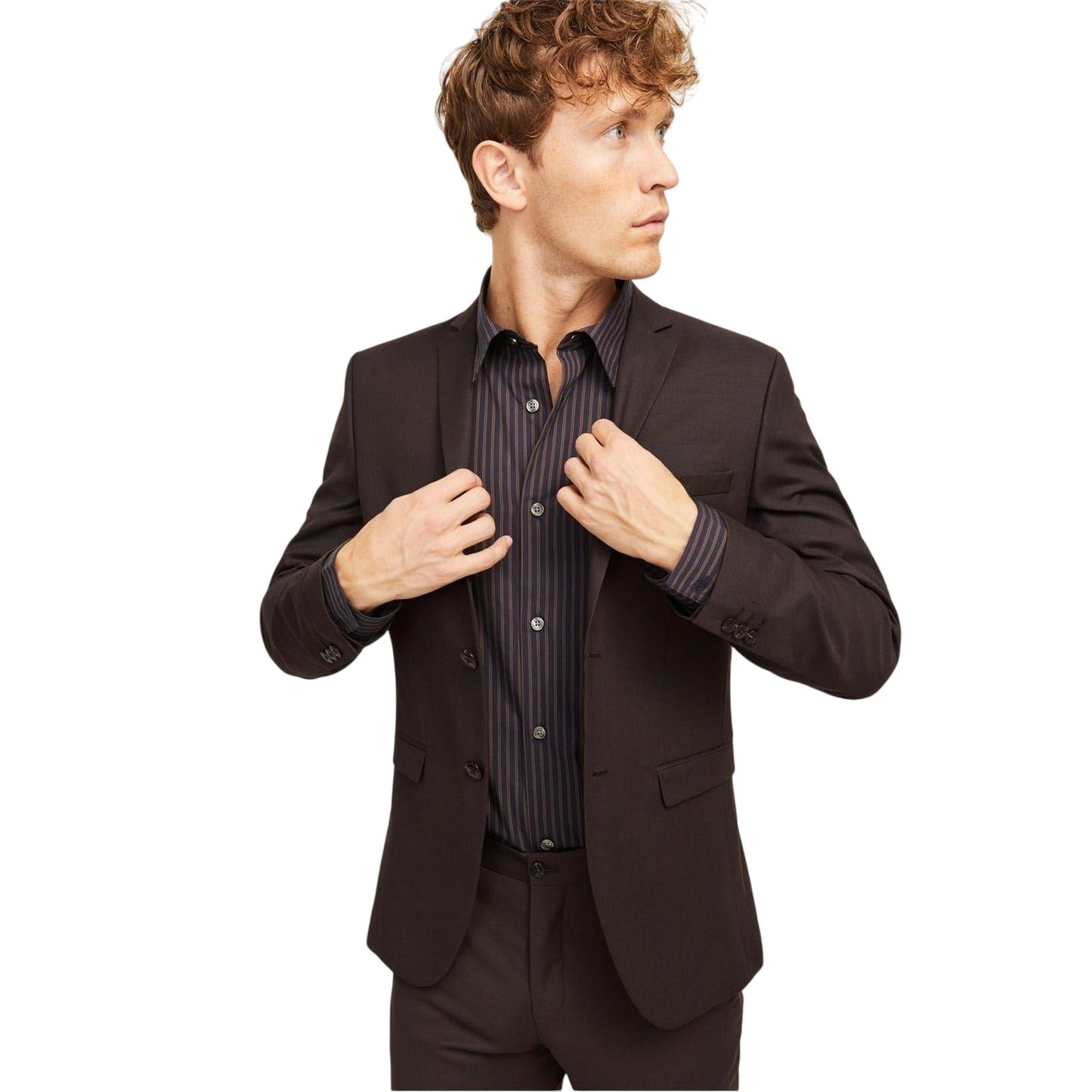 Brown - Side - Jack And Jones Mens Solaris Single-Breasted Blazer