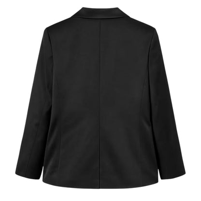 Black - Back - I Saw It First Womens-Ladies Satin Double-Breasted Blazer