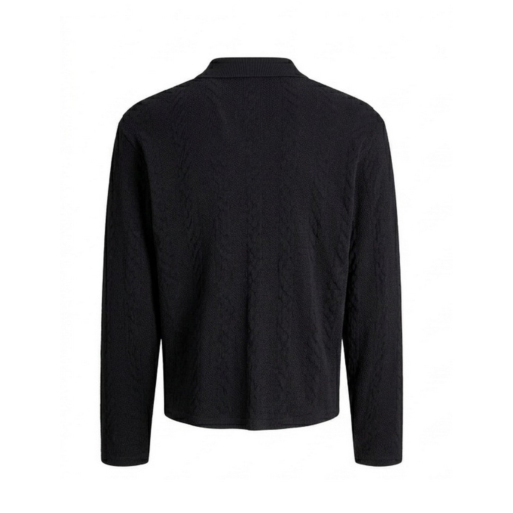Black - Back - Jack And Jones Mens Cable Knit Regular Long-Sleeved Jumper