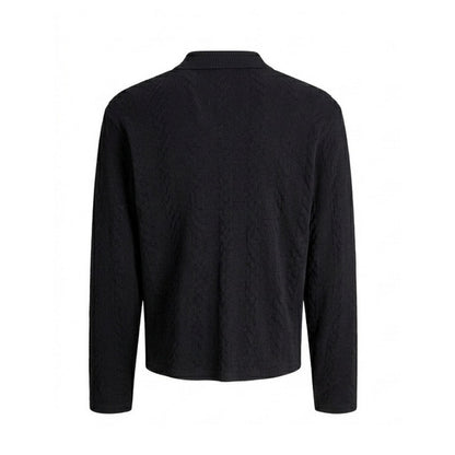 Black - Back - Jack And Jones Mens Cable Knit Regular Long-Sleeved Jumper