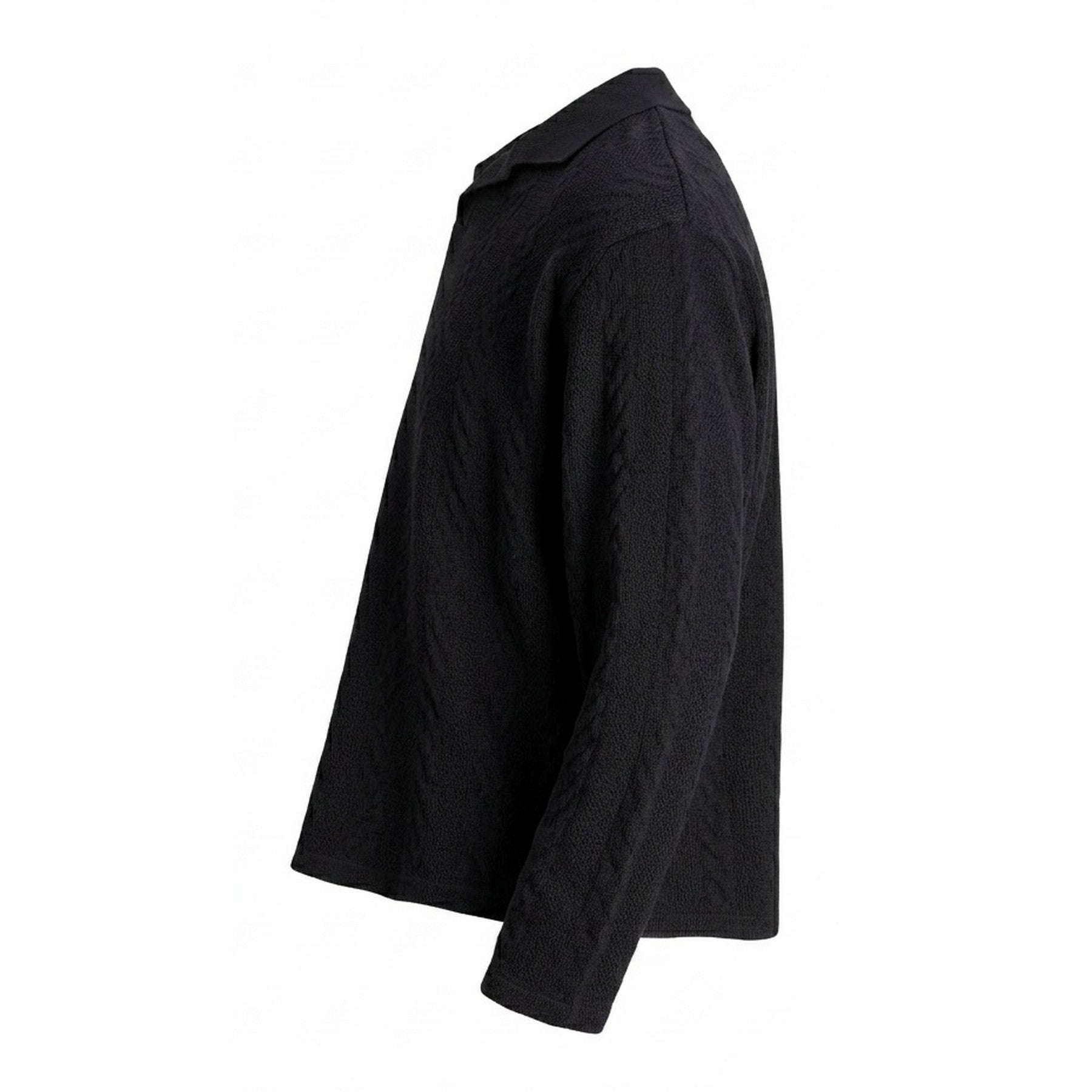 Black - Side - Jack And Jones Mens Cable Knit Regular Long-Sleeved Jumper