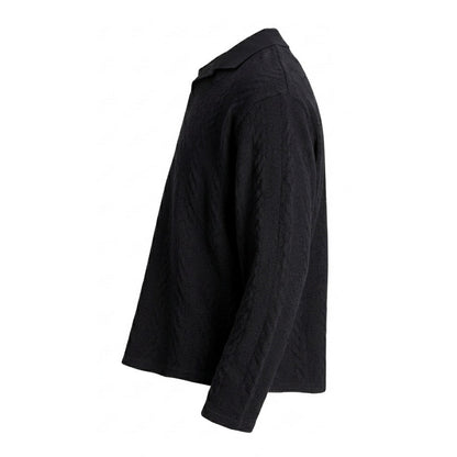 Black - Side - Jack And Jones Mens Cable Knit Regular Long-Sleeved Jumper