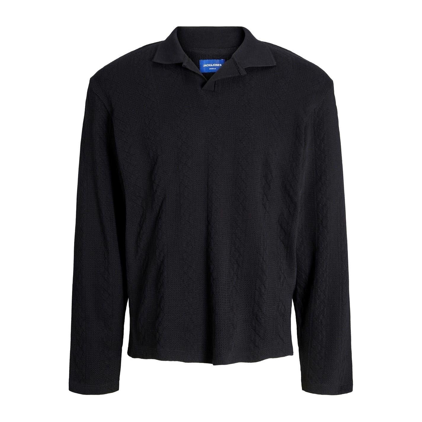 Black - Front - Jack And Jones Mens Cable Knit Regular Long-Sleeved Jumper