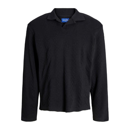 Black - Front - Jack And Jones Mens Cable Knit Regular Long-Sleeved Jumper