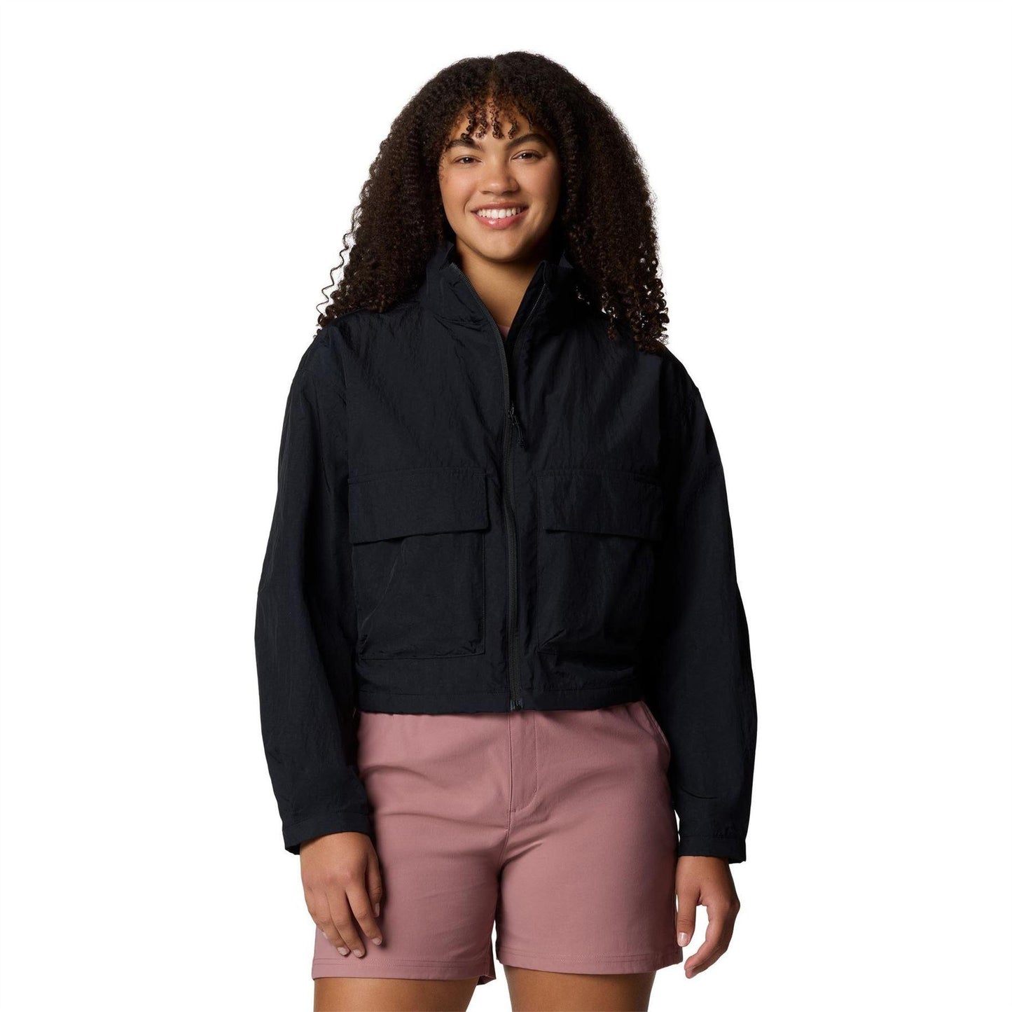 Black - Front - Columbia Womens-Ladies Paracutie Plain Nylon Windbreaker