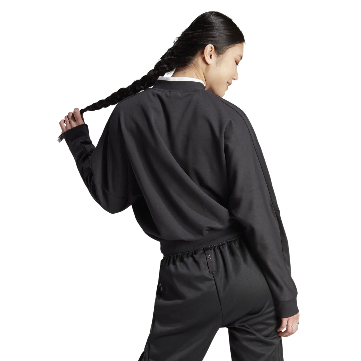 Black - Back - Adidas Womens-Ladies Tiro 3 Stripes Crew Neck Sport Sweatshirt