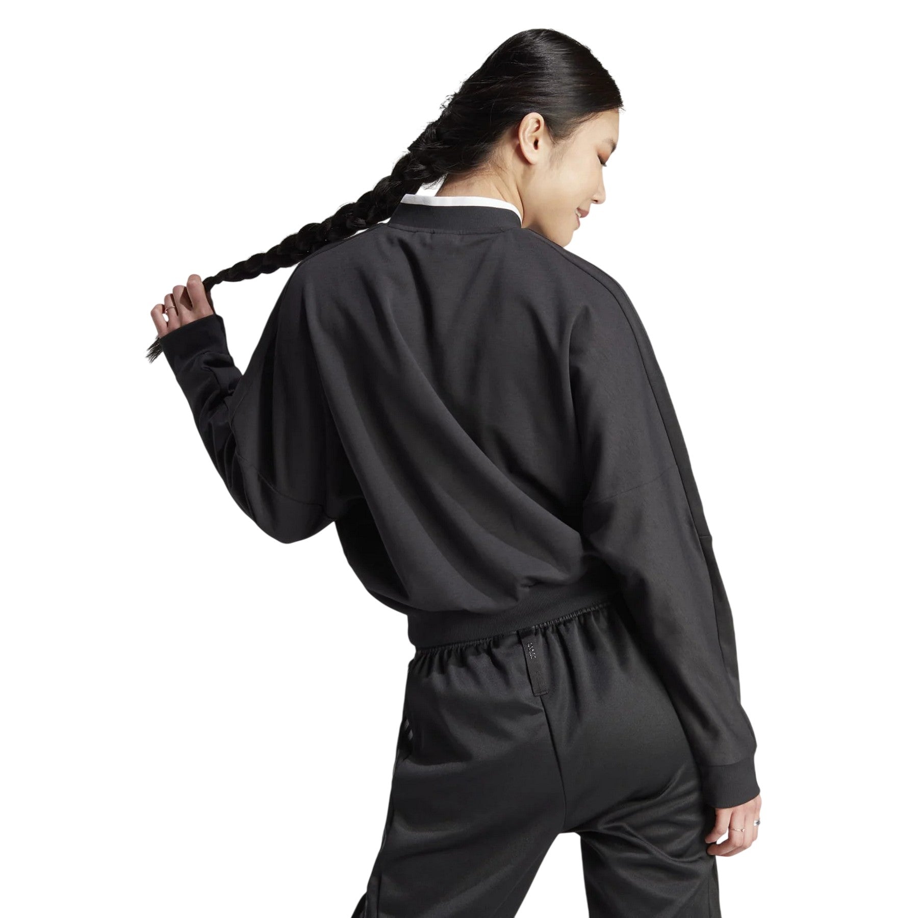 Black - Back - Adidas Womens-Ladies Tiro 3 Stripes Crew Neck Sport Sweatshirt