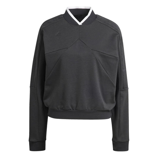 Black - Front - Adidas Womens-Ladies Tiro 3 Stripes Crew Neck Sport Sweatshirt