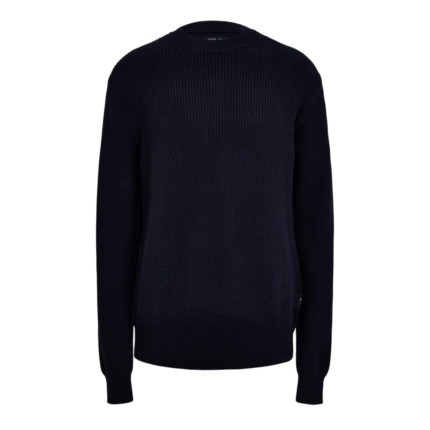 Navy - Front - Replay Mens Fisherman Ribbed Jumper