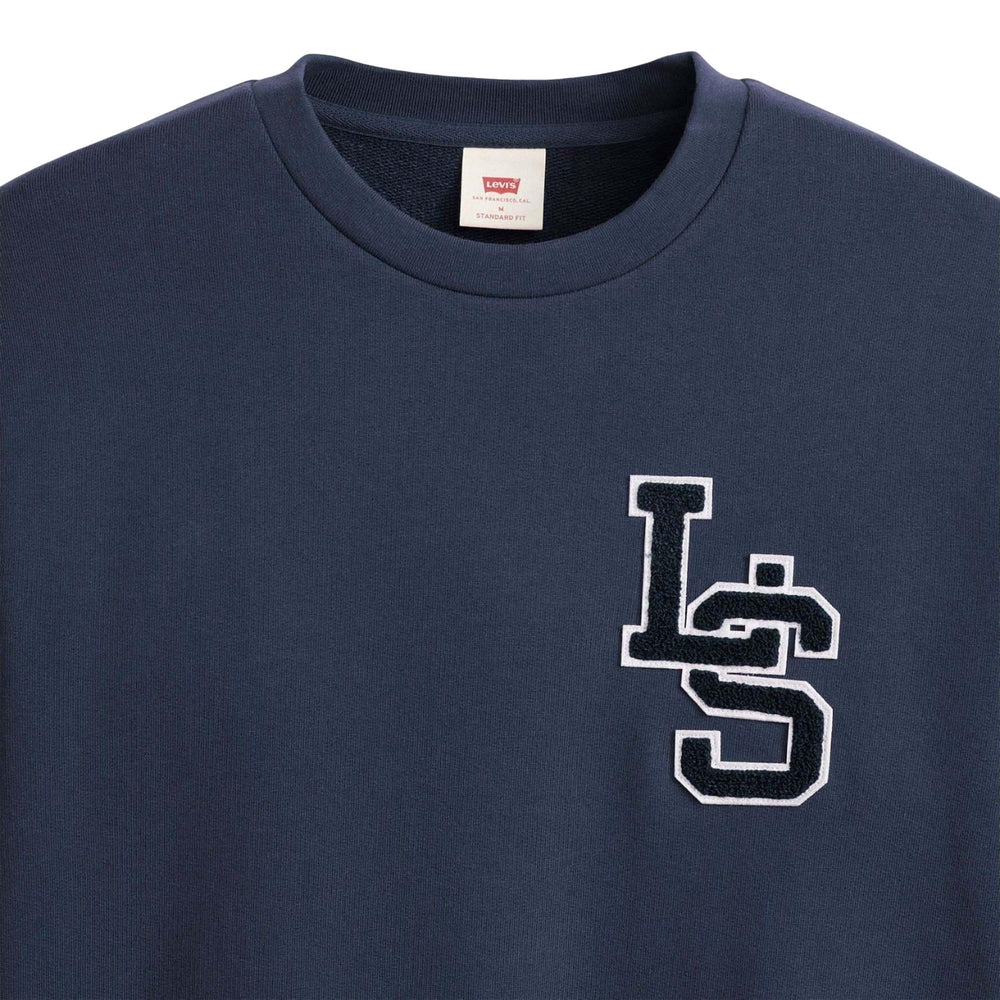 Navy - Side - Levis Mens Letterman Long-Sleeved Sweatshirt