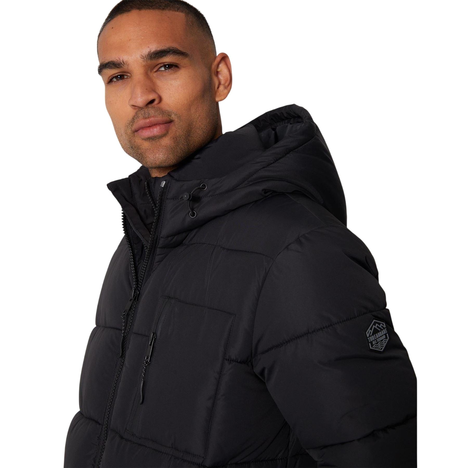 Black - Side - Threadbare Mens Charleston Quilted Puffer Jacket