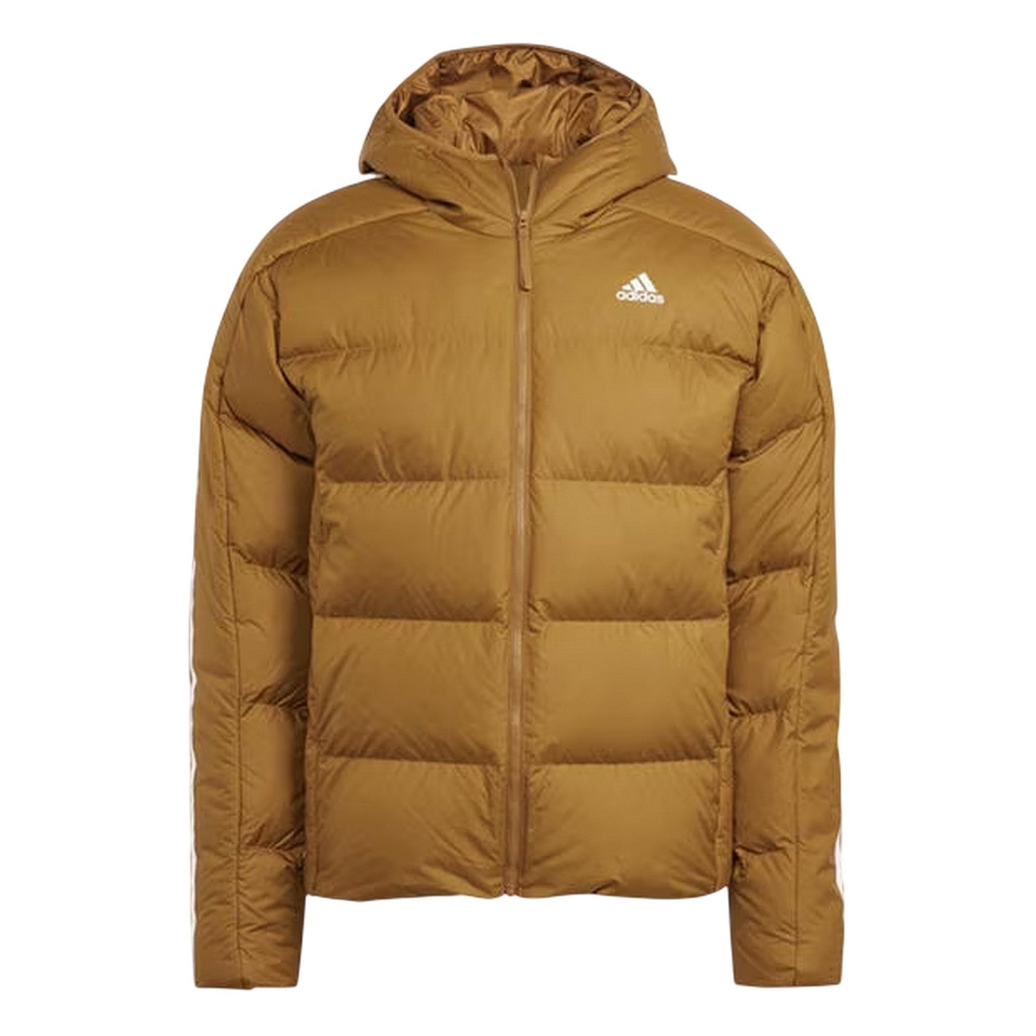 Brown - Front - Adidas Mens Essential 3 Stripes Down Midweight Puffer Jacket