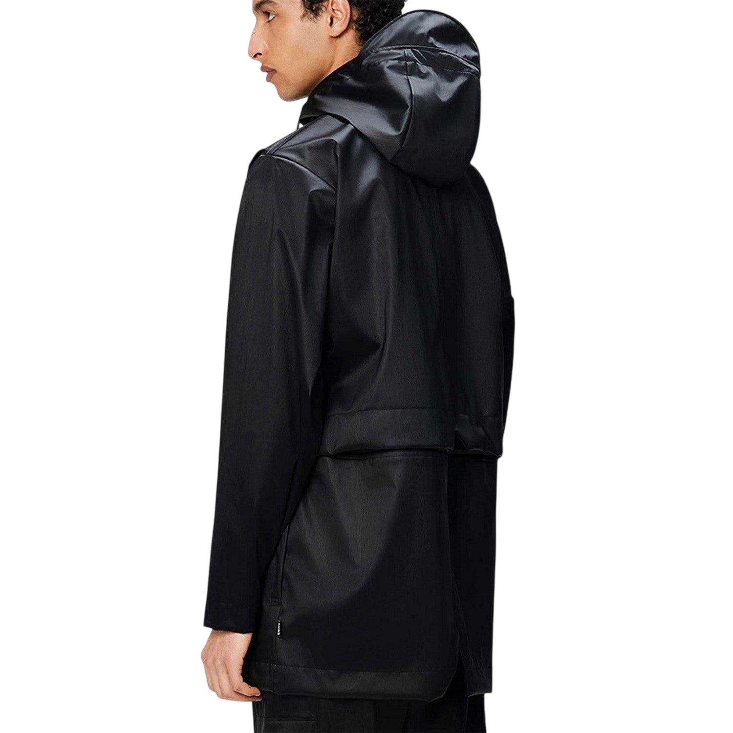 Black - Back - Rains Mens Bold Long Jacket