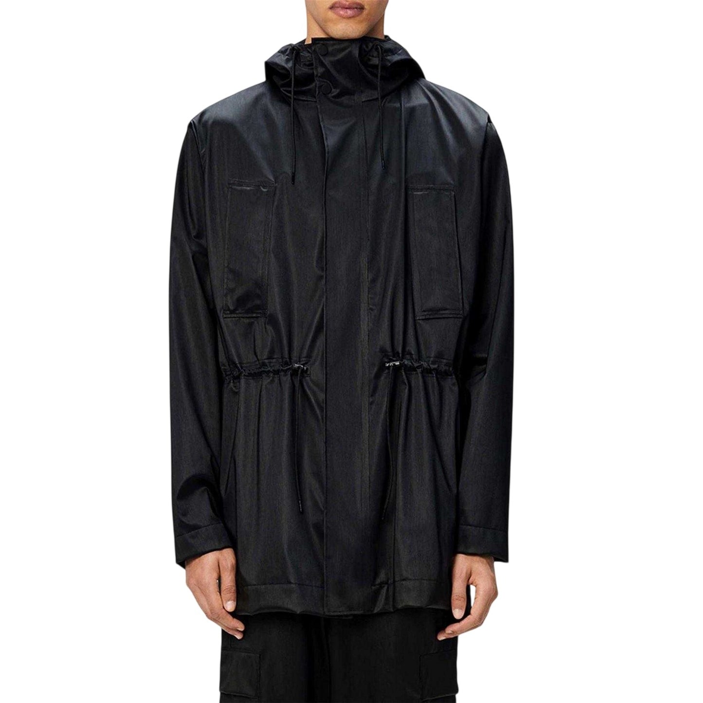Black - Front - Rains Mens Bold Long Jacket