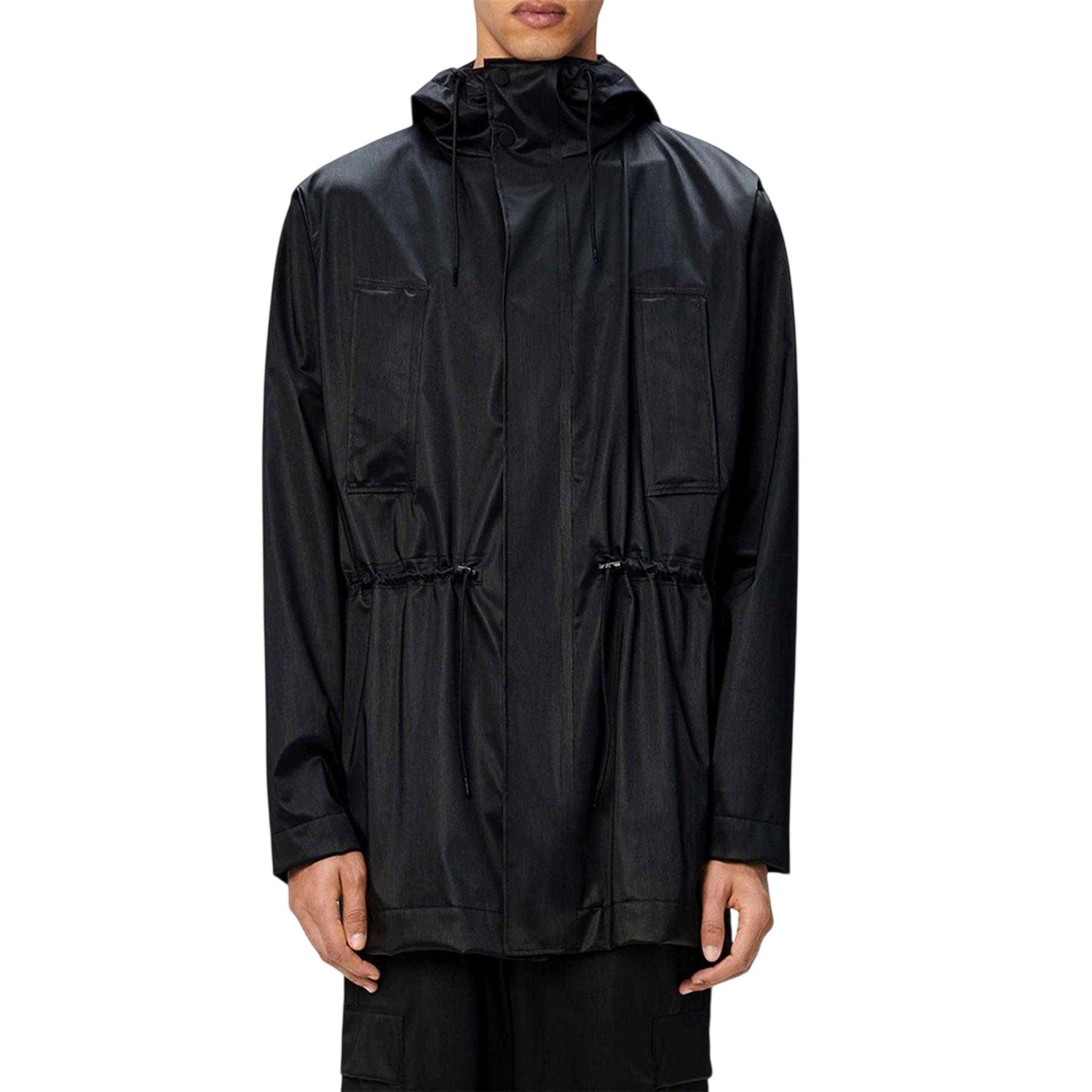 Black - Front - Rains Mens Bold Long Jacket